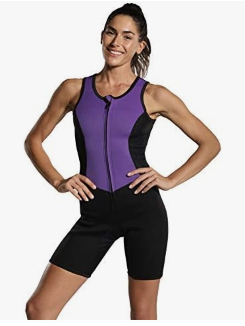 Kutting Weight Purple and Black  Neoprene Zip-Front Sauna Suit Sz.M NWT